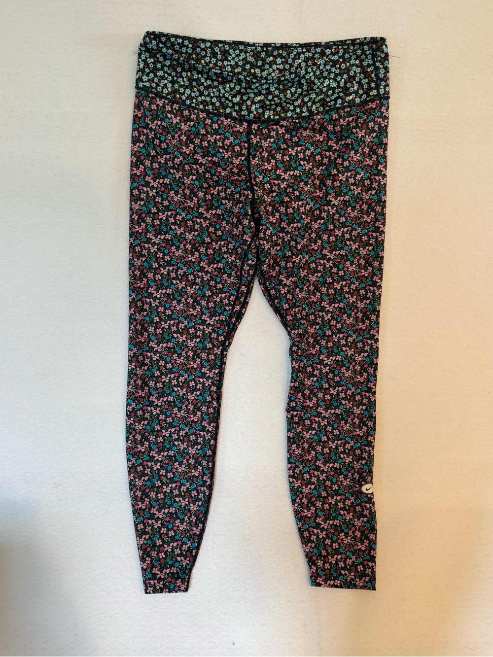 Nike Black Leggings with Pink and Teal Floral Print